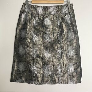 ETCETERA Textured Metallic Pencil Skirt Silver Pewter Bronze Size 4